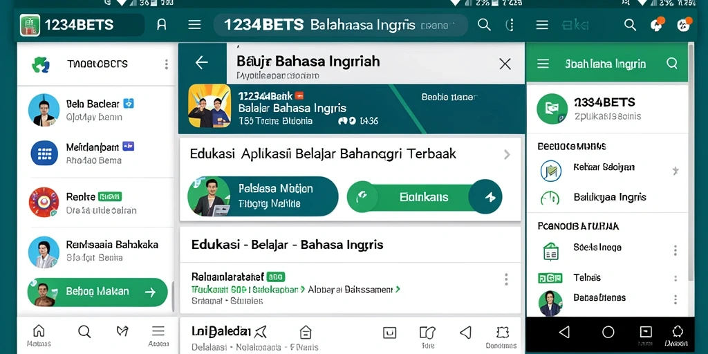 Antarmuka aplikasi 1234BETS untuk belajar Bahasa Inggris.
