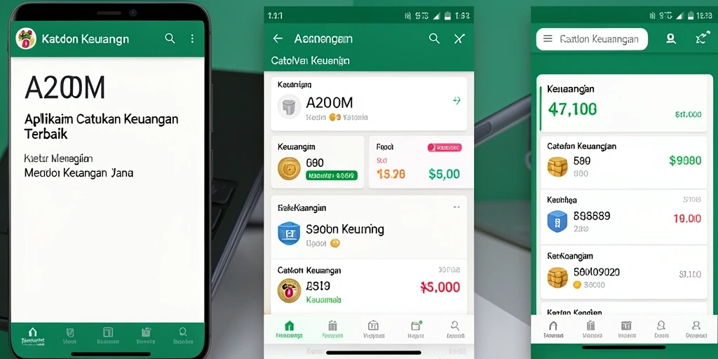 Antarmuka A200M yang user-friendly untuk mencatat keuangan.