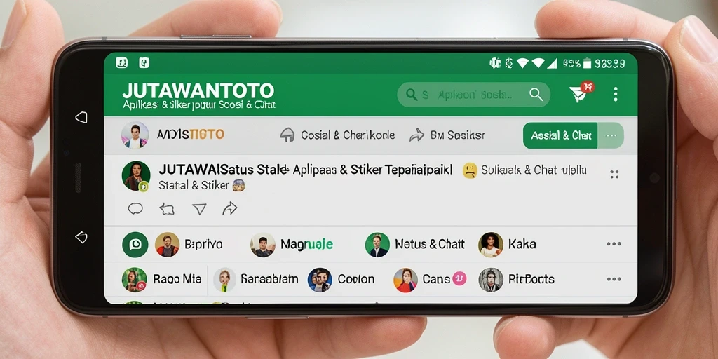 Antarmuka pengguna JUTAWANTOTO dengan berbagai stiker dan status.