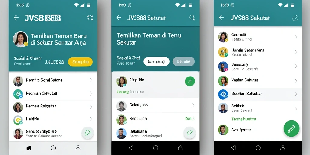 Tampilan antarmuka JVS88 untuk menjelajahi teman sekitar.