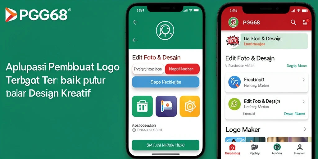 Tampilan antarmuka PGG68 saat merancang logo yang menarik dan kreatif.