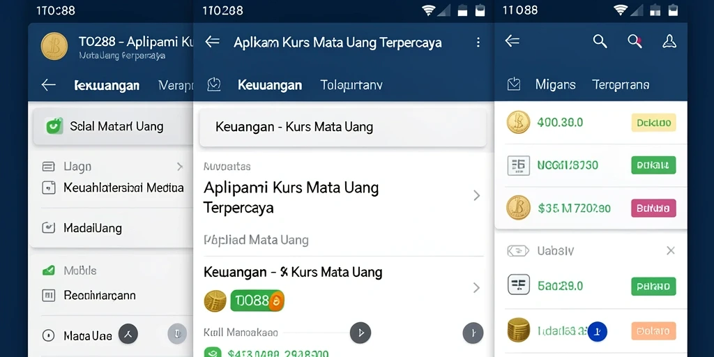Antarmuka TO288 menampilkan nilai tukar mata uang secara real-time.