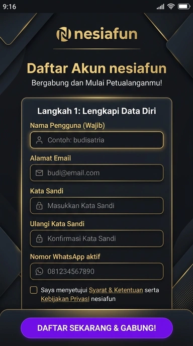 Daftar Akun Baru nesiafun untuk Pengguna Android